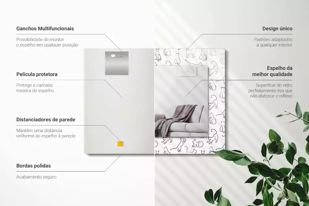 Oglindă imprimată Contururi de pisici