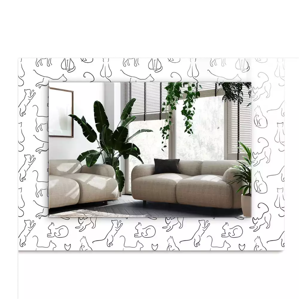 Oglindă imprimată Contururi de pisici