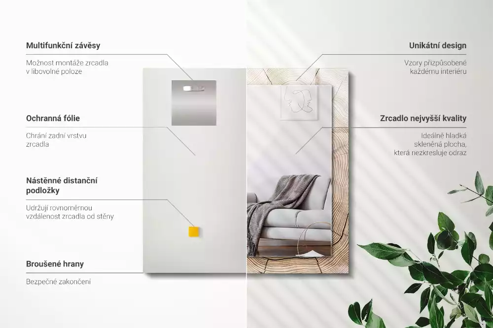 Decorațiuni de perete cu oglinzi Secțiune trunchi copac