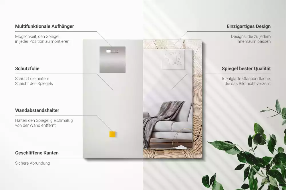 Decorațiuni de perete cu oglinzi Secțiune trunchi copac