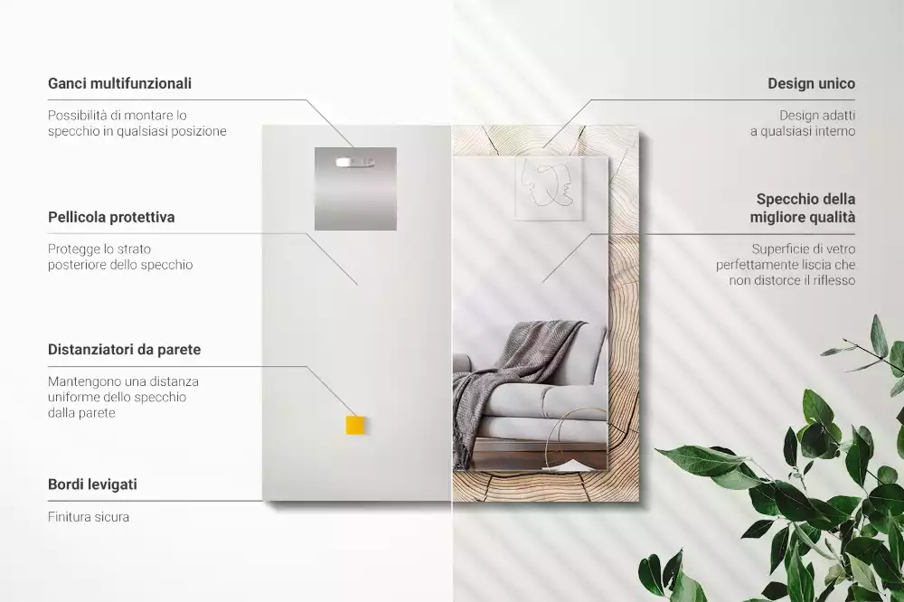 Decorațiuni de perete cu oglinzi Secțiune trunchi copac