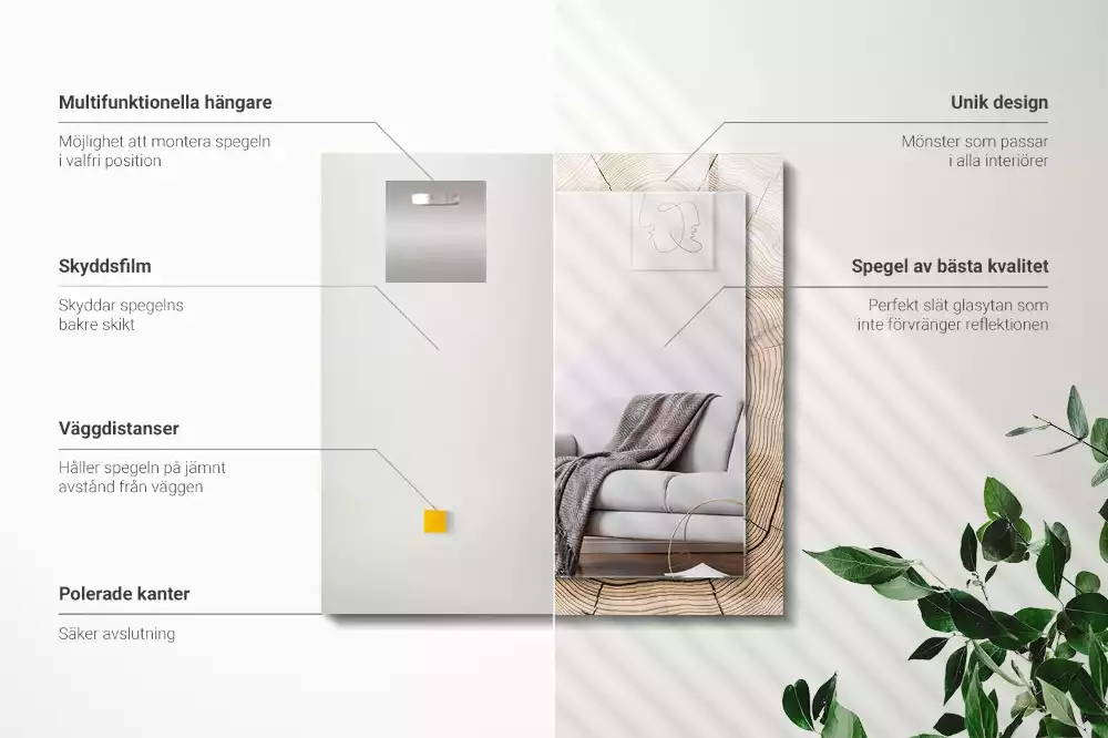 Decorațiuni de perete cu oglinzi Secțiune trunchi copac