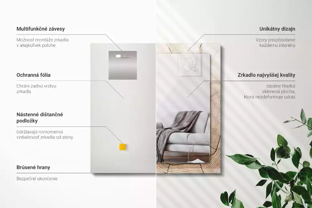 Decorațiuni de perete cu oglinzi Secțiune trunchi copac