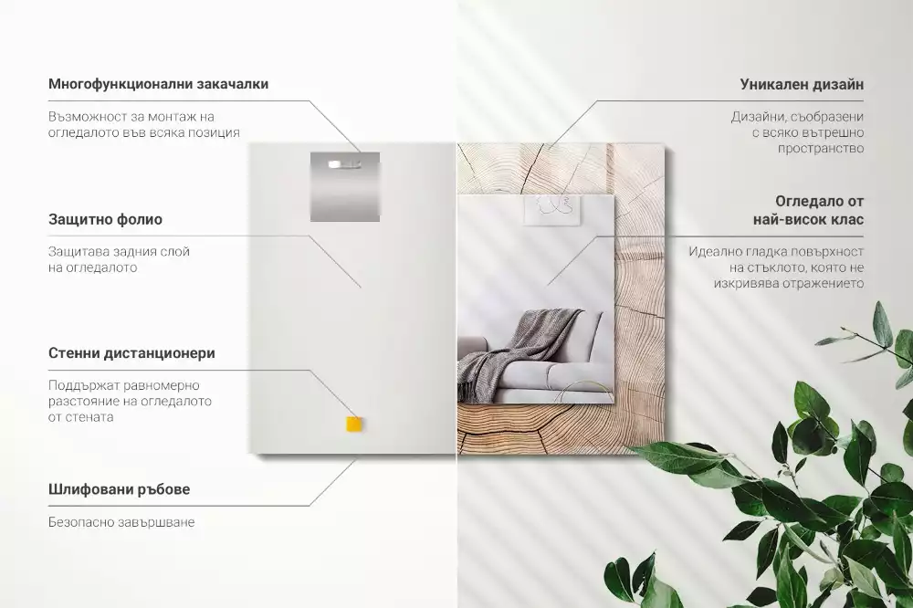 Decorațiuni de perete cu oglinzi Secțiune trunchi copac