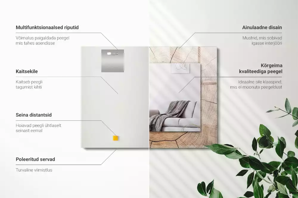 Decorațiuni de perete cu oglinzi Secțiune trunchi copac