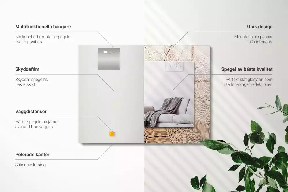 Decorațiuni de perete cu oglinzi Secțiune trunchi copac