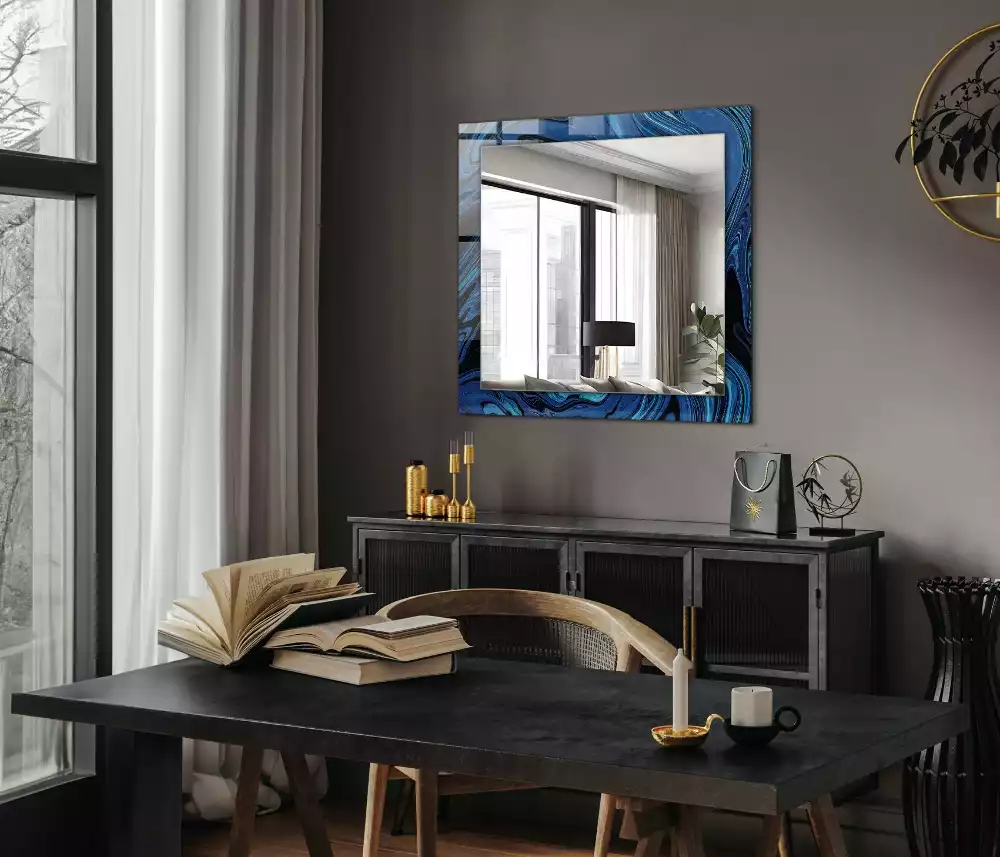 Decorațiuni perete cu oglindă Model albastru abstract