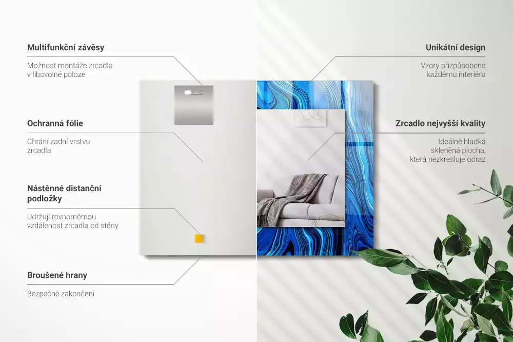 Decorațiuni perete cu oglindă Model albastru abstract