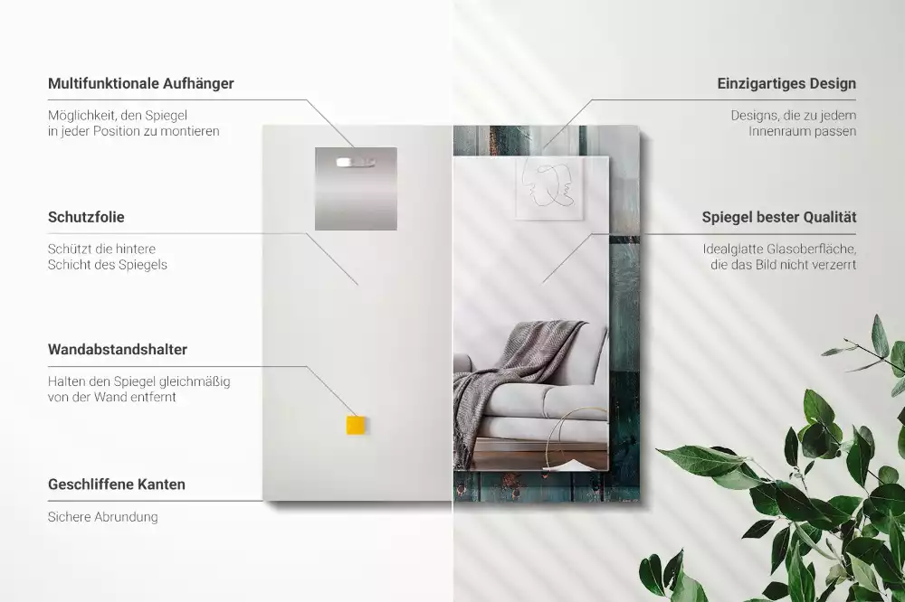 Oglindă imprimată Scânduri verzi din lemn