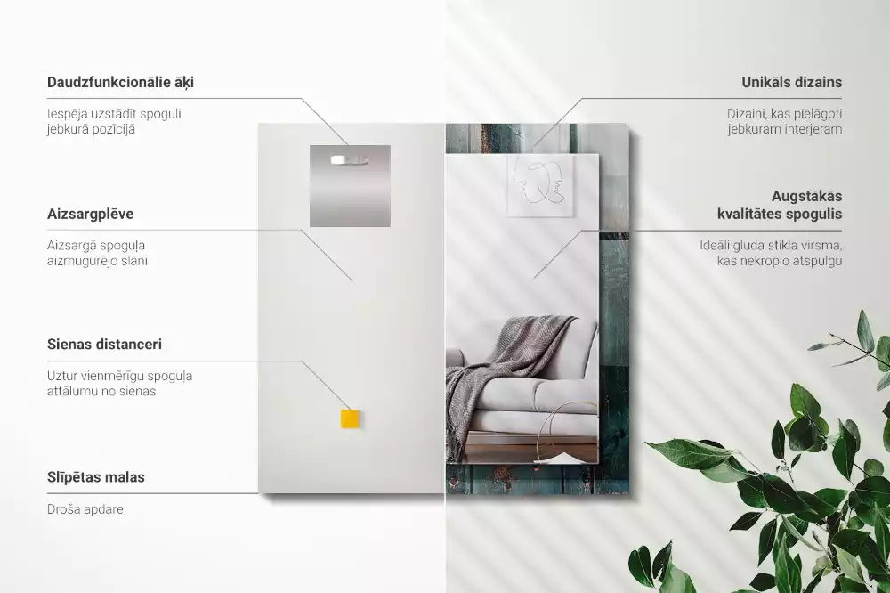 Oglindă imprimată Scânduri verzi din lemn