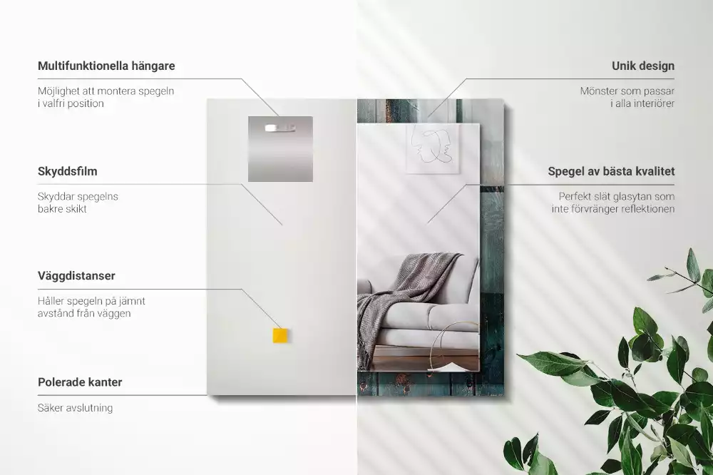 Oglindă imprimată Scânduri verzi din lemn