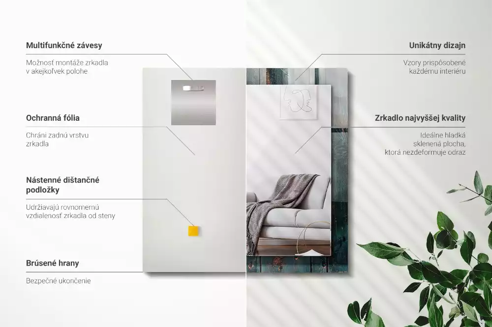 Oglindă imprimată Scânduri verzi din lemn