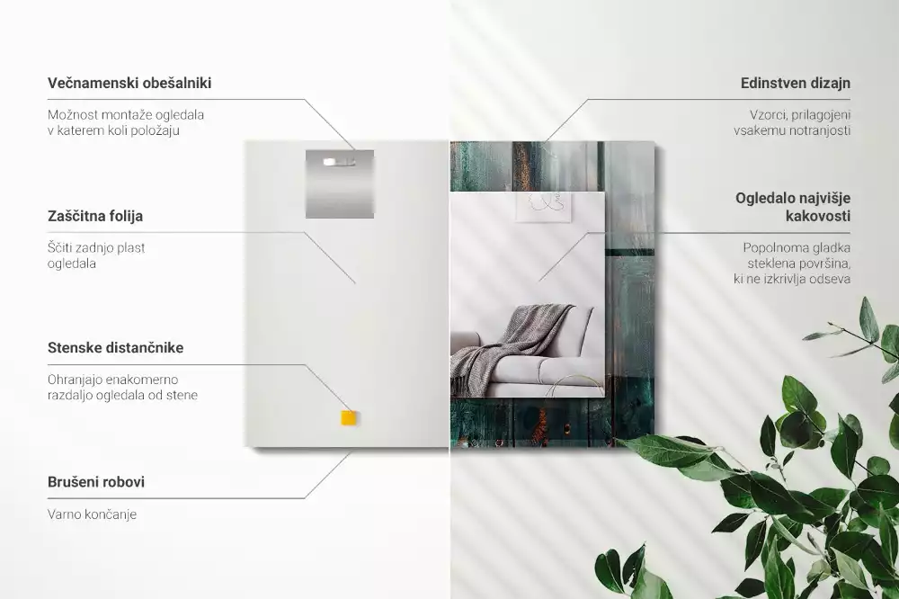 Oglindă imprimată Scânduri verzi din lemn