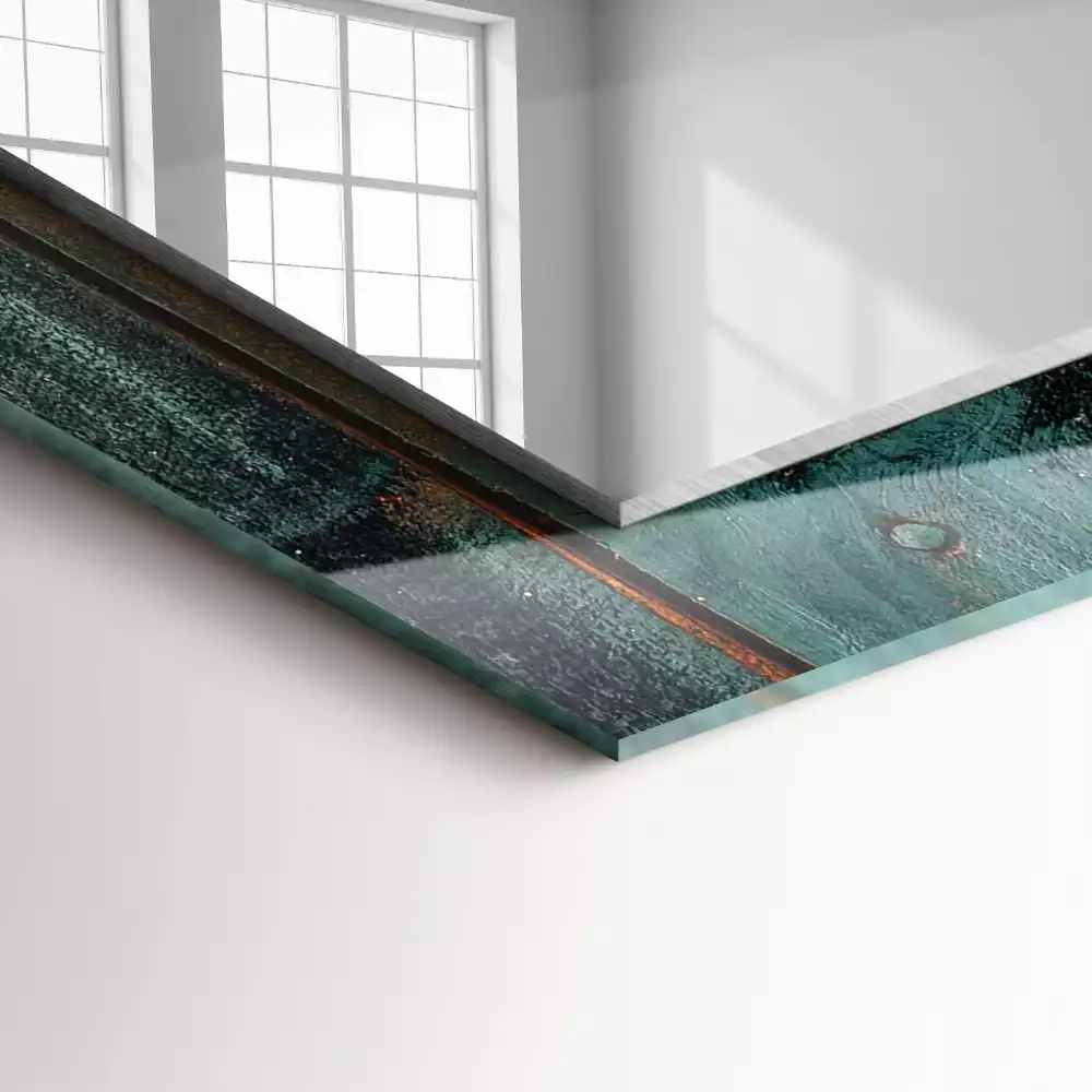 Oglindă imprimată Scânduri verzi din lemn