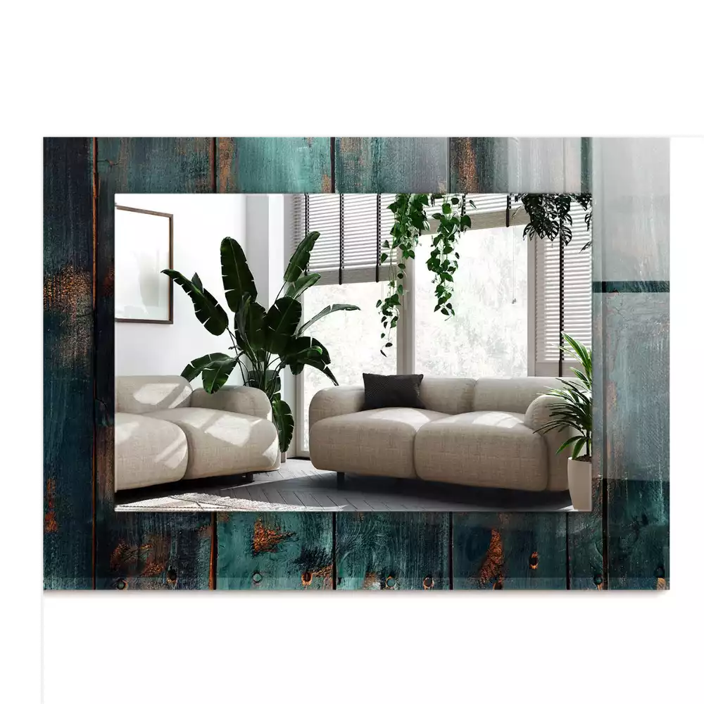 Oglindă imprimată Scânduri verzi din lemn