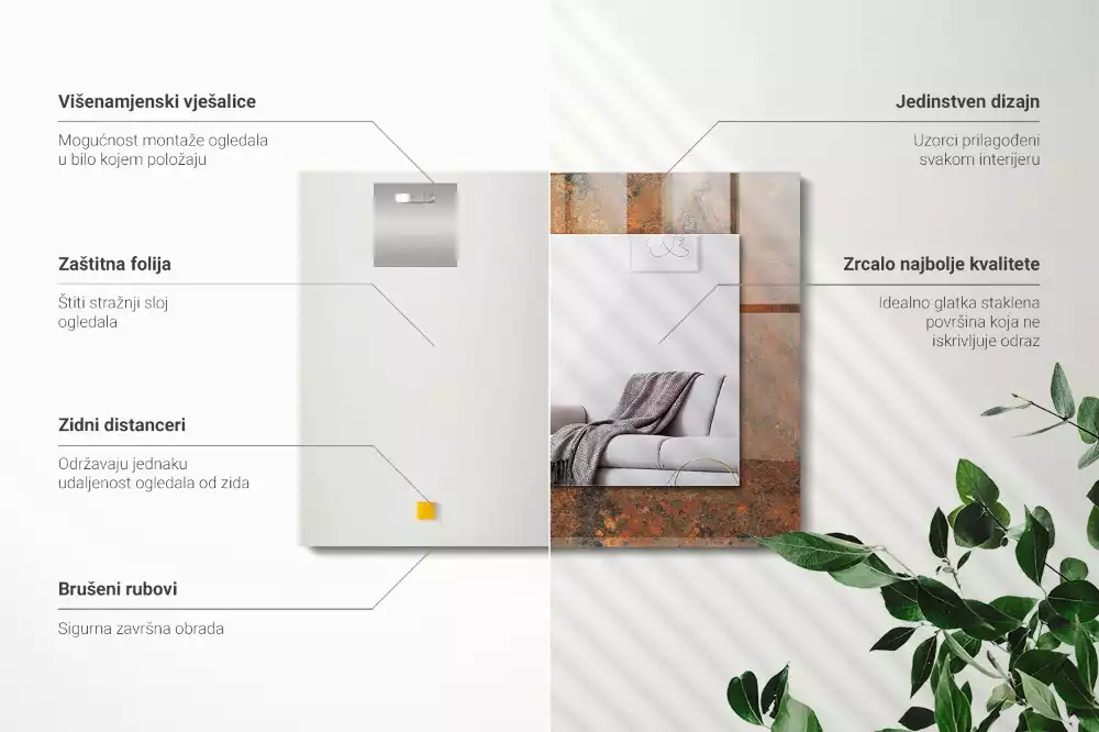 Decorațiuni de perete cu oglinzi Metal ruginit