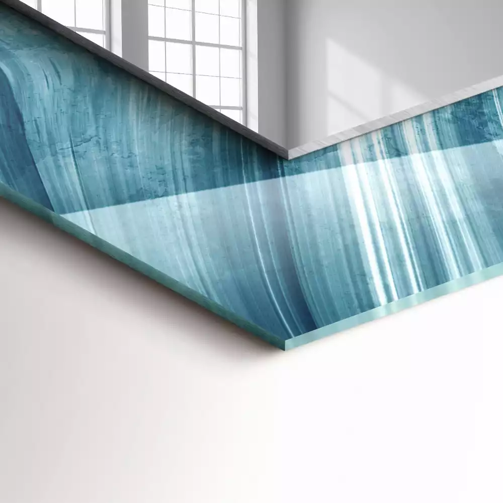 Decorațiuni perete cu oglindă Linii albastre abstracte