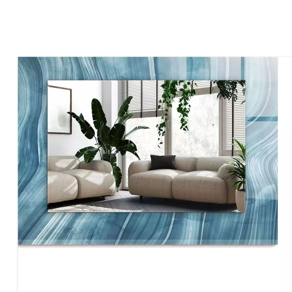 Decorațiuni perete cu oglindă Linii albastre abstracte