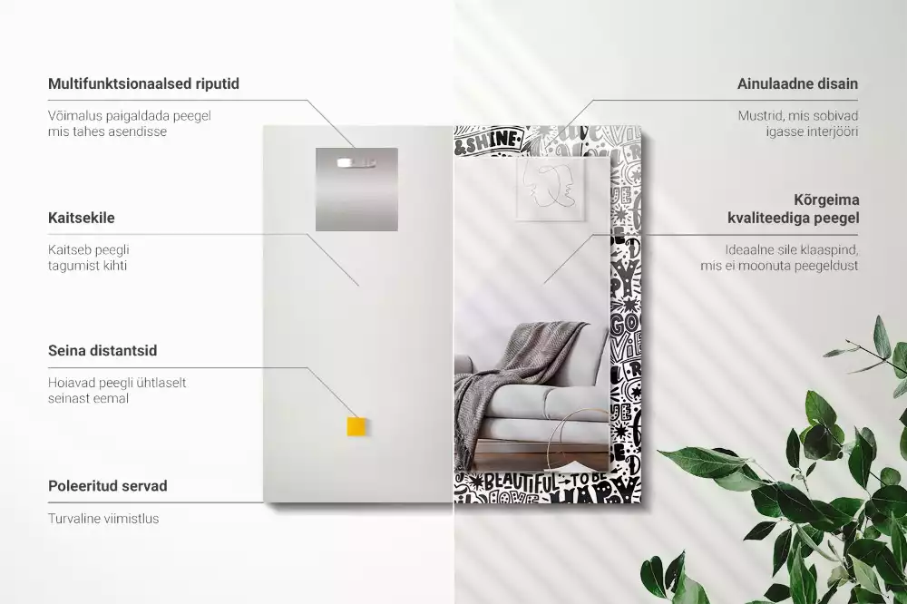 Oglindă imprimată Texte motivaționale scrise de mână