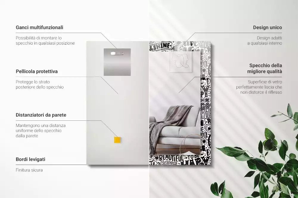 Oglindă imprimată Texte motivaționale scrise de mână