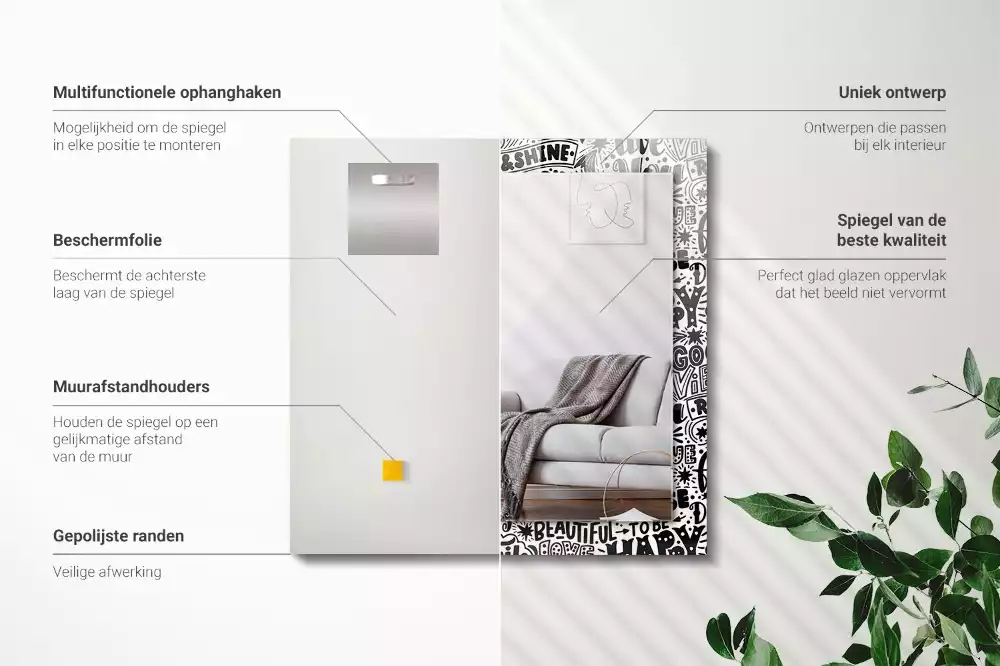 Oglindă imprimată Texte motivaționale scrise de mână