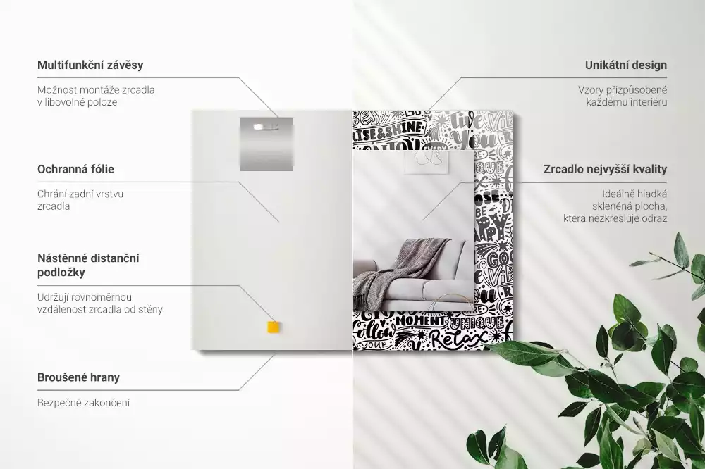Oglindă imprimată Texte motivaționale scrise de mână