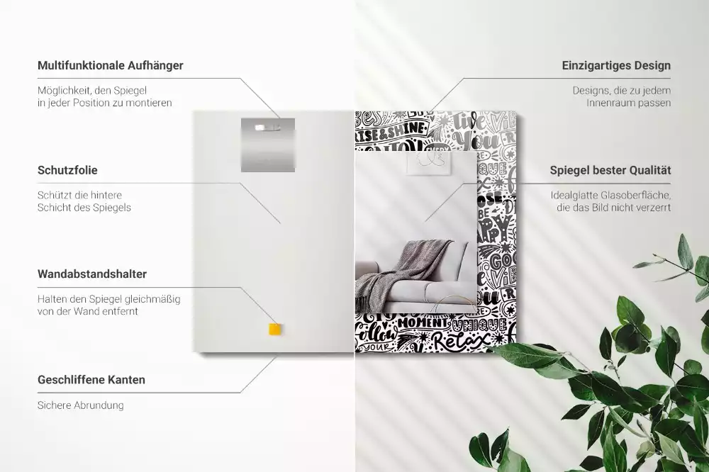 Oglindă imprimată Texte motivaționale scrise de mână