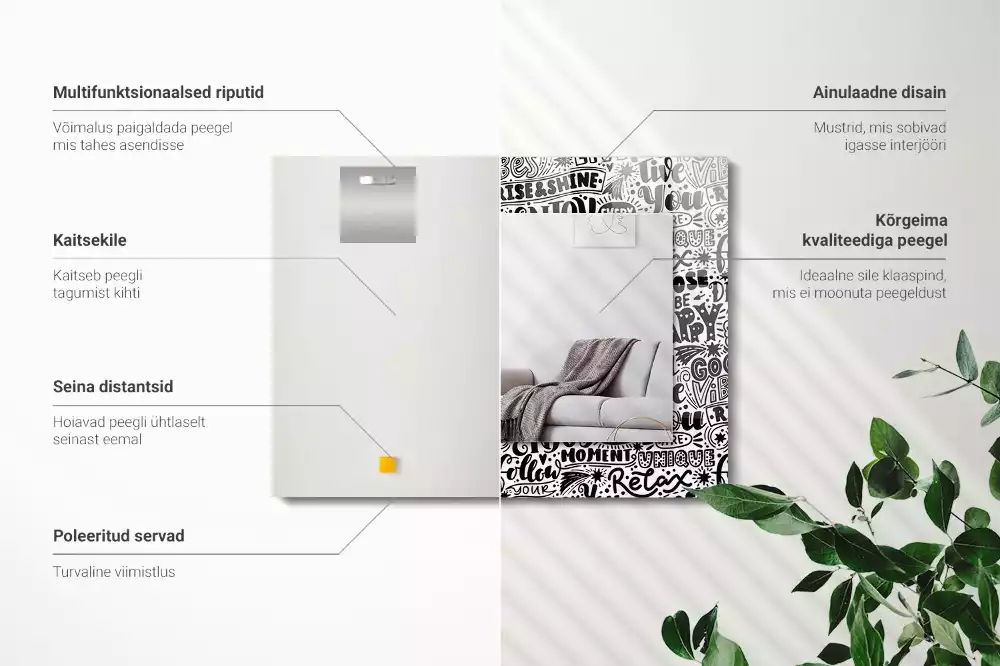 Oglindă imprimată Texte motivaționale scrise de mână