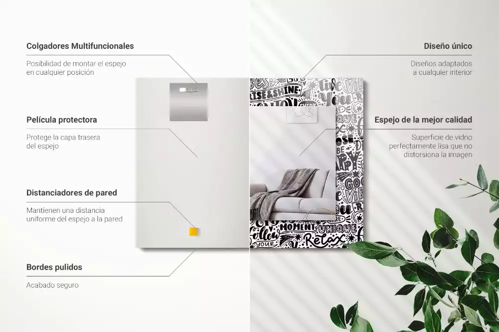 Oglindă imprimată Texte motivaționale scrise de mână