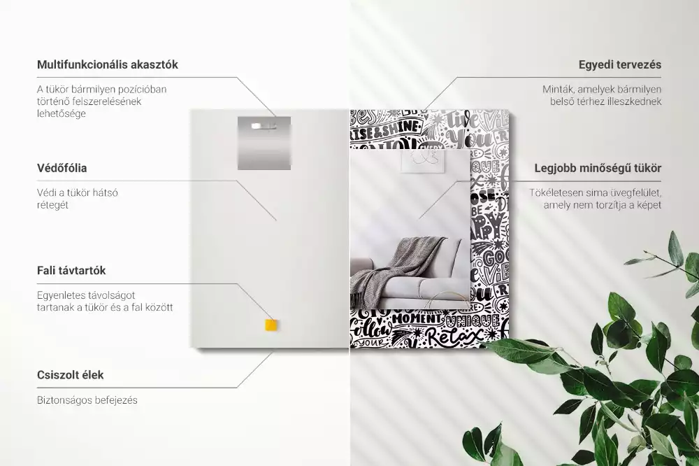 Oglindă imprimată Texte motivaționale scrise de mână