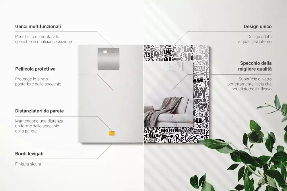 Oglindă imprimată Texte motivaționale scrise de mână