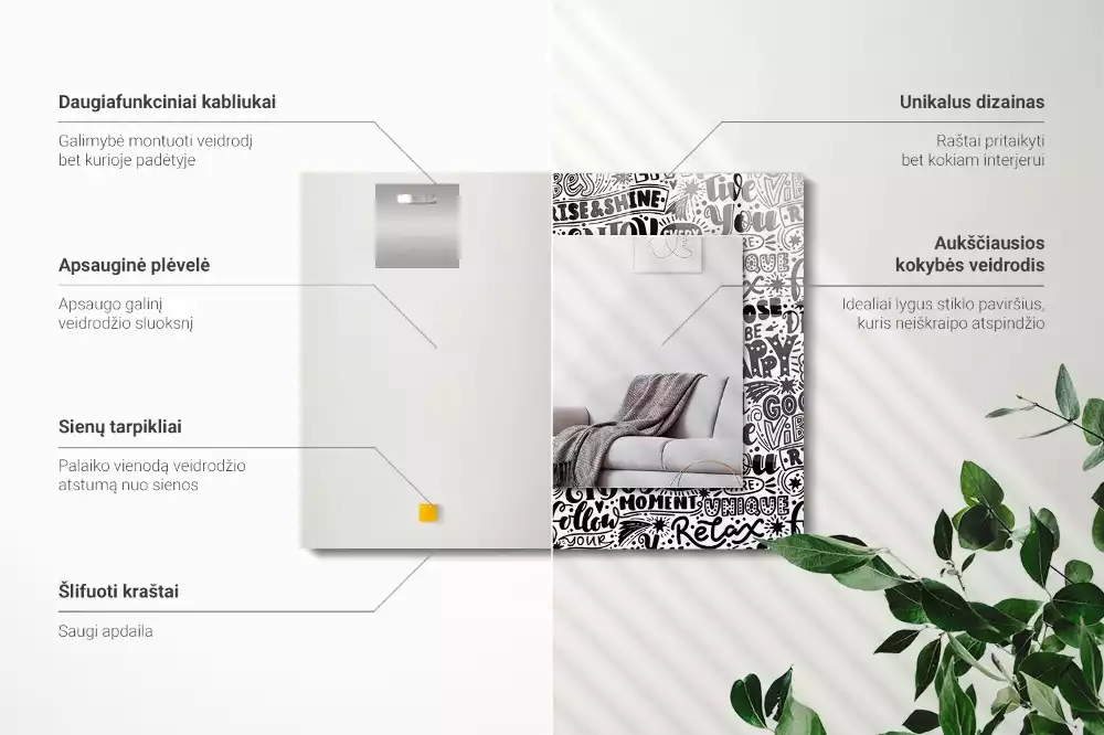 Oglindă imprimată Texte motivaționale scrise de mână