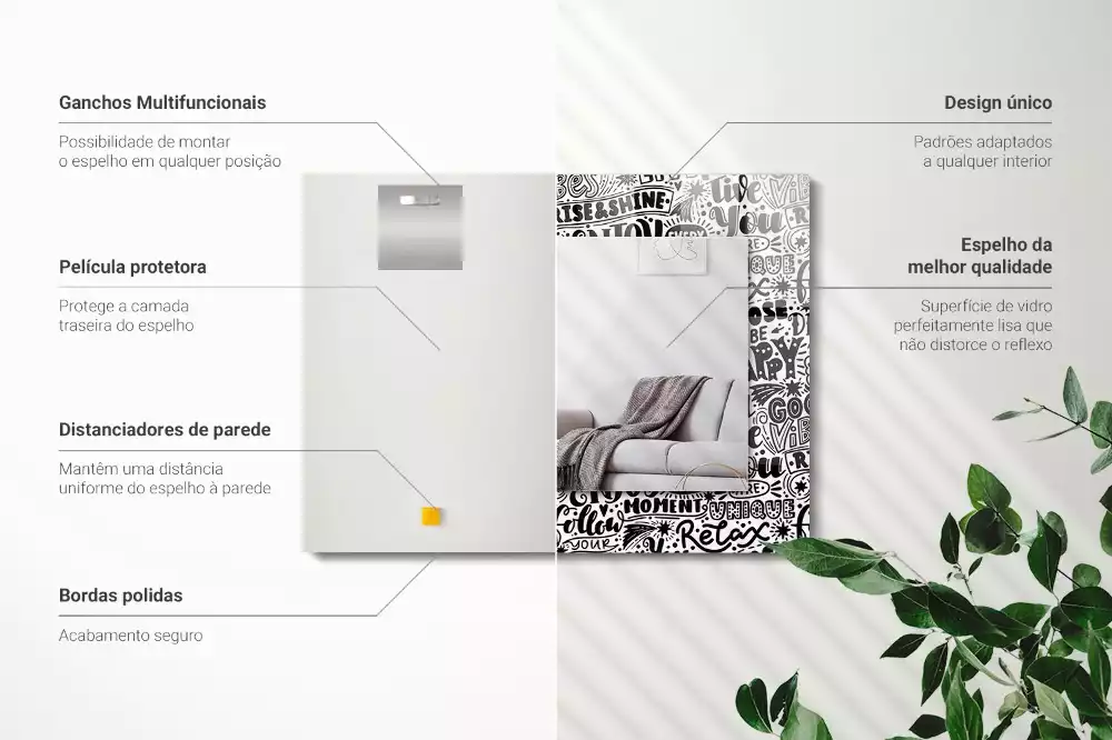 Oglindă imprimată Texte motivaționale scrise de mână