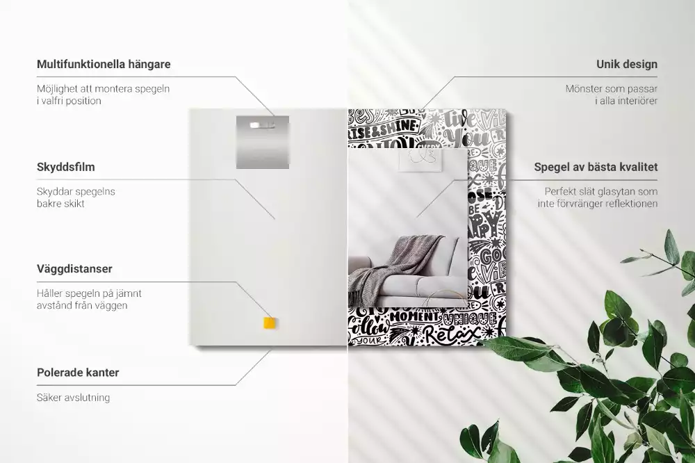 Oglindă imprimată Texte motivaționale scrise de mână