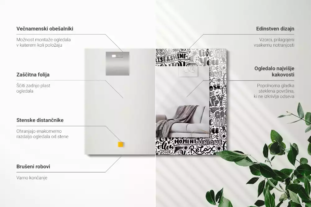 Oglindă imprimată Texte motivaționale scrise de mână