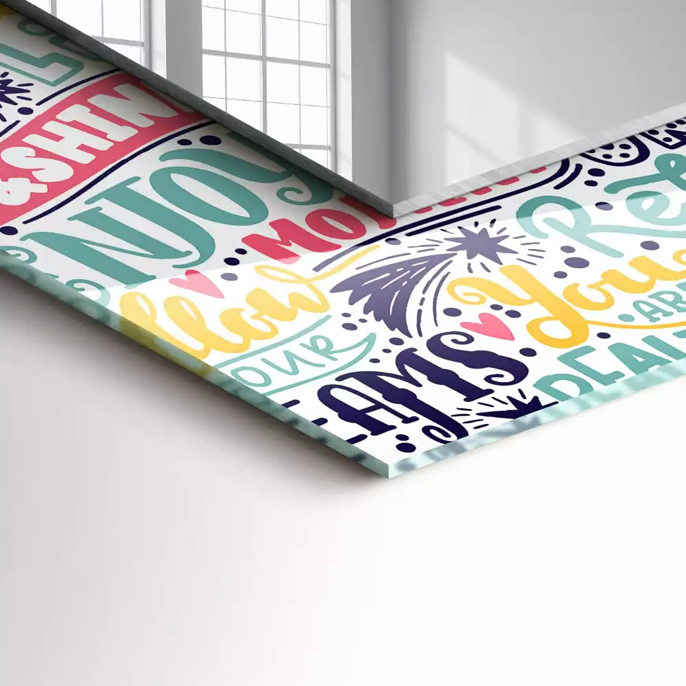 Decorațiuni de perete cu oglinzi Texte motivaționale colorate