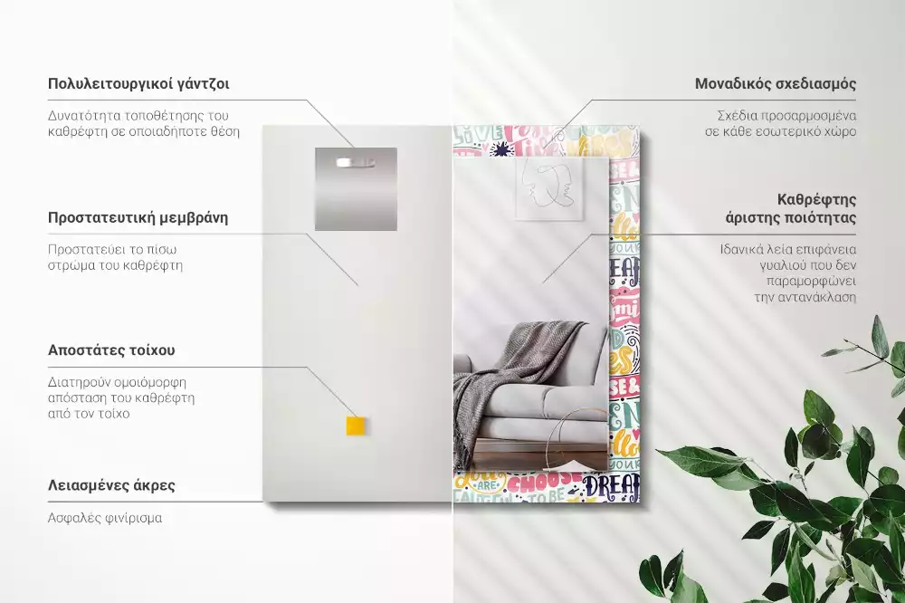 Decorațiuni de perete cu oglinzi Texte motivaționale colorate