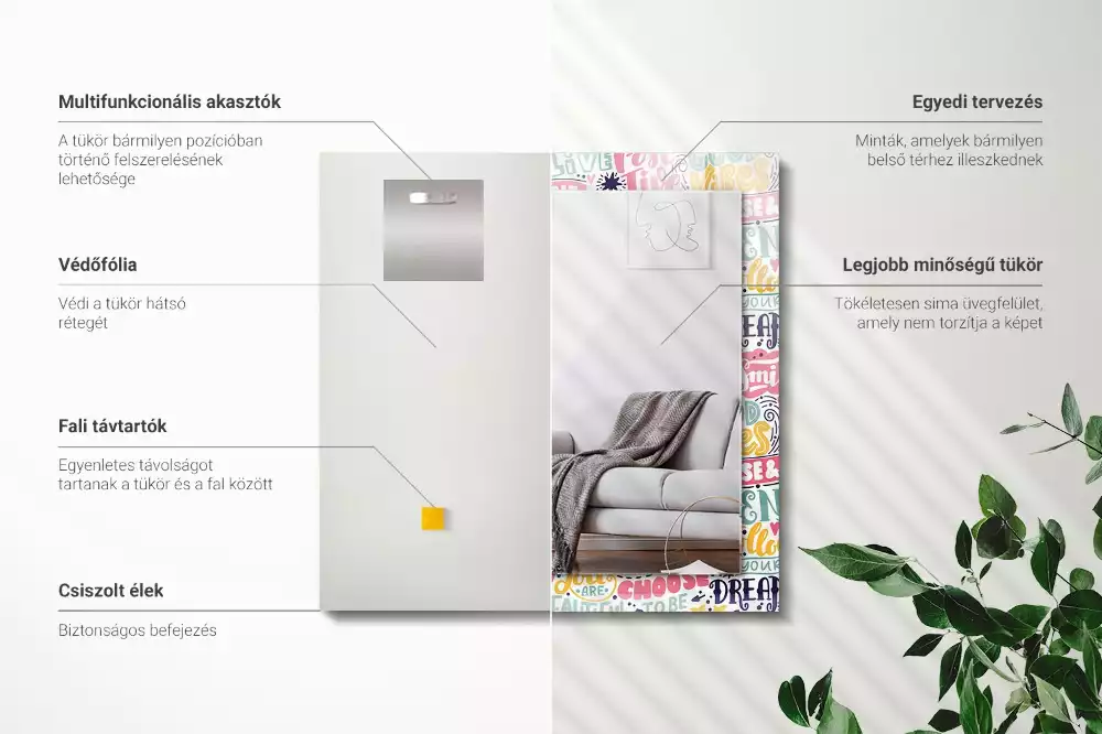 Decorațiuni de perete cu oglinzi Texte motivaționale colorate