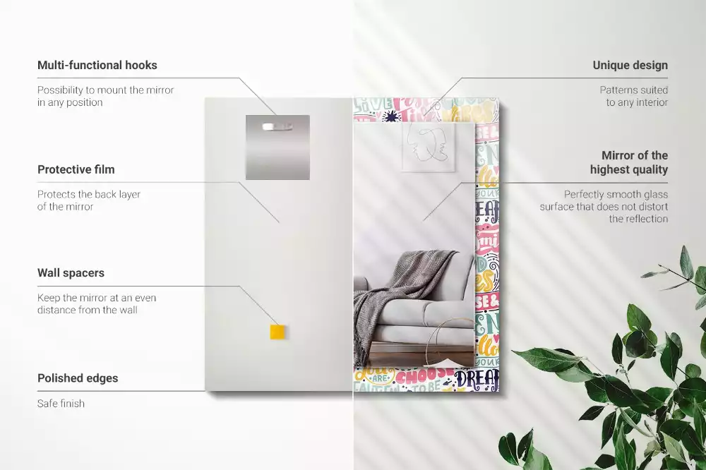 Decorațiuni de perete cu oglinzi Texte motivaționale colorate