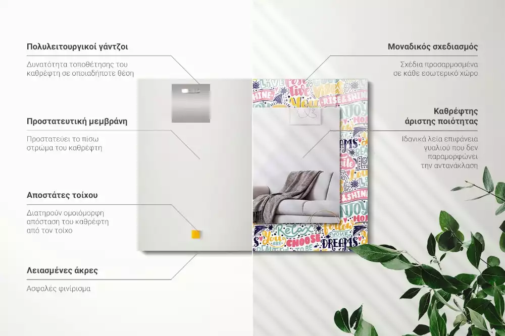 Decorațiuni de perete cu oglinzi Texte motivaționale colorate