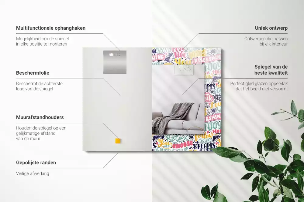 Decorațiuni de perete cu oglinzi Texte motivaționale colorate