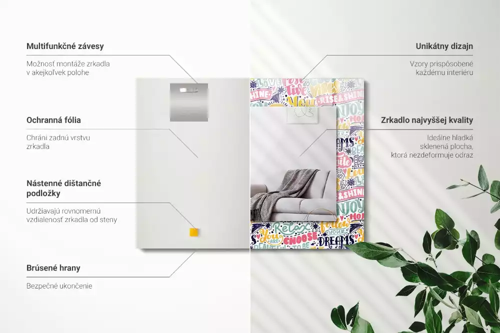 Decorațiuni de perete cu oglinzi Texte motivaționale colorate