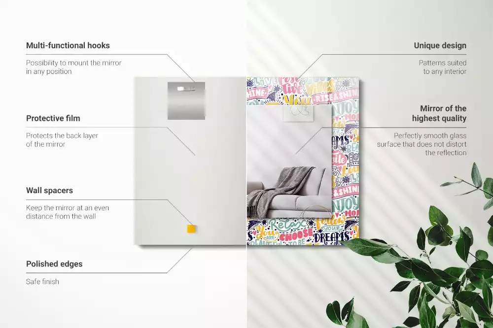 Decorațiuni de perete cu oglinzi Texte motivaționale colorate