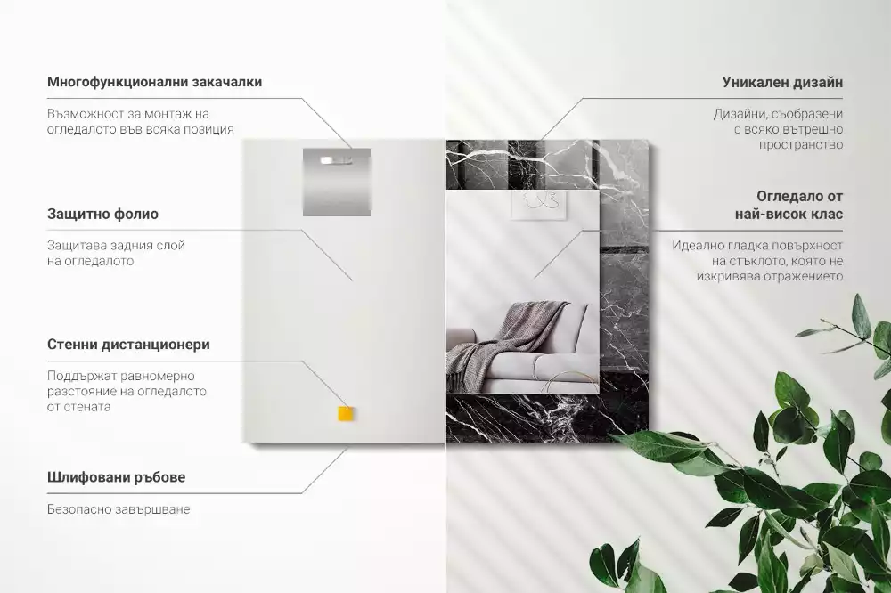 Decorațiuni perete cu oglindă Marmură neagră