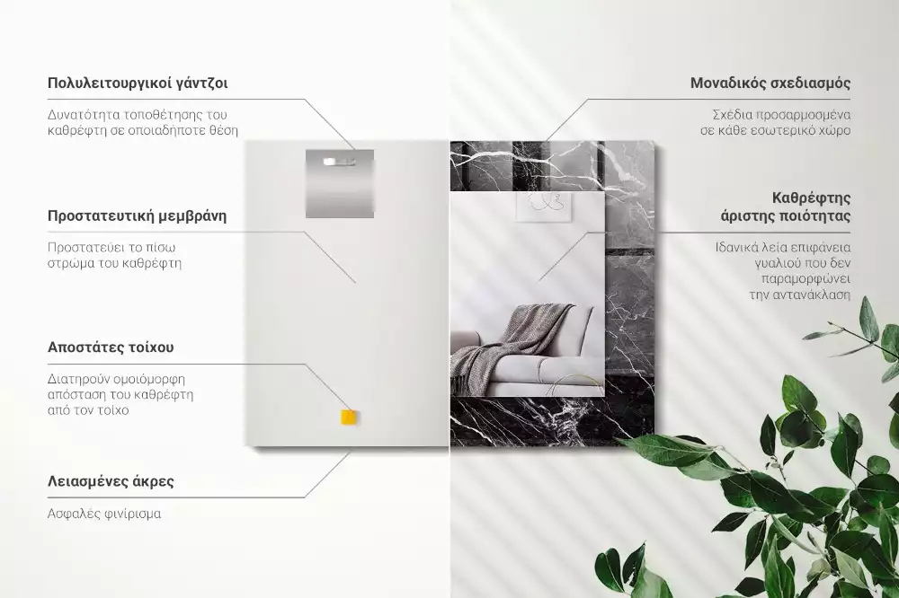 Decorațiuni perete cu oglindă Marmură neagră