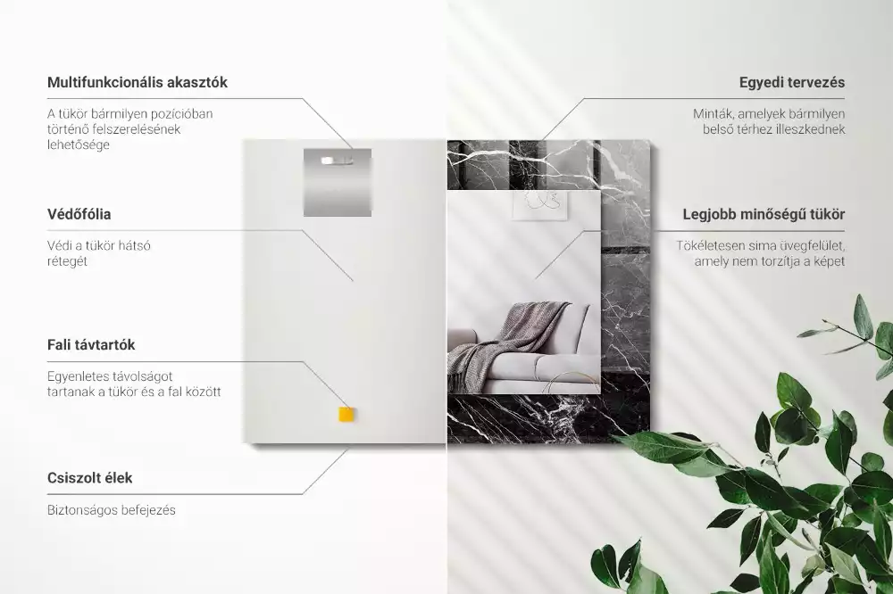 Decorațiuni perete cu oglindă Marmură neagră