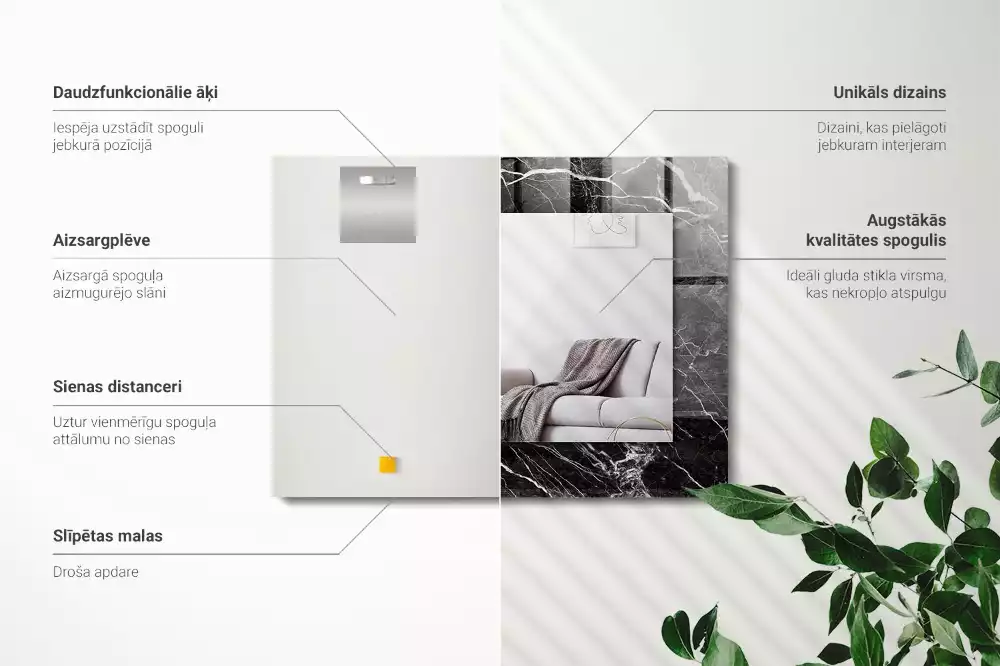 Decorațiuni perete cu oglindă Marmură neagră