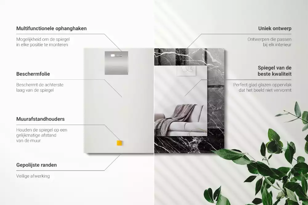 Decorațiuni perete cu oglindă Marmură neagră