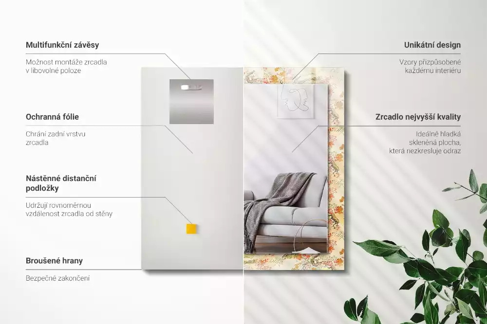 Decorațiuni de perete cu oglinzi Grădină japoneză