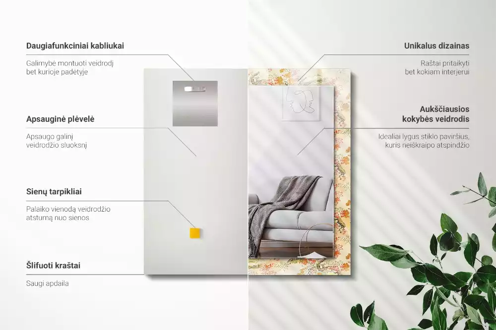 Decorațiuni de perete cu oglinzi Grădină japoneză